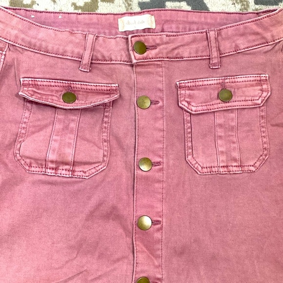 Altar'd State Denim Button Down Mini Skirt Women’s Mauve Color Size S - Picture 3 of 5